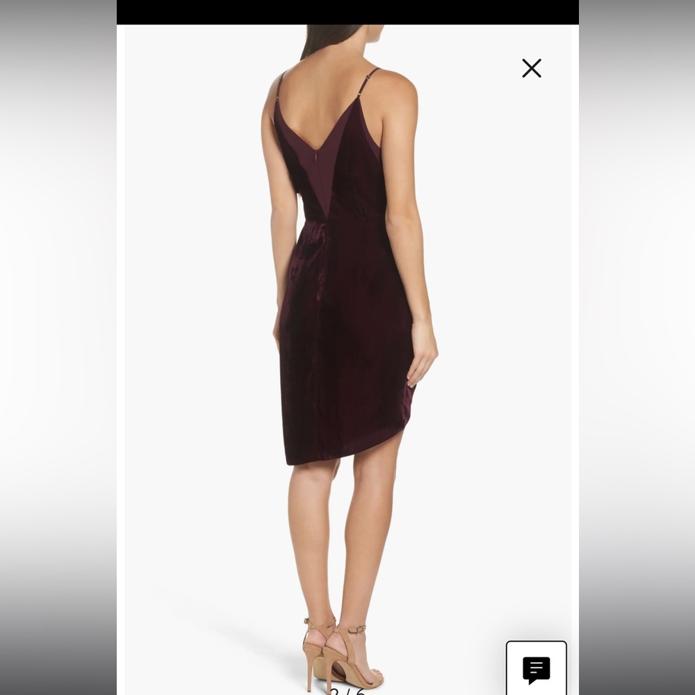 Adelyn Rae Velvet and Mesh Spaghetti Sweetheart neckline Mini Dress Burgundy - Picture 5 of 7